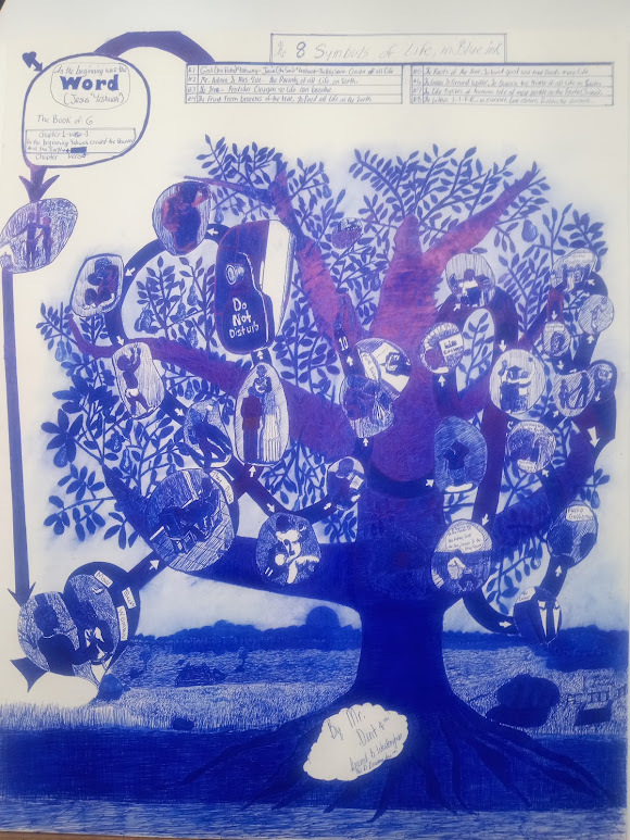 Th 2026 South Prize piece by Mr. Dent Cent. 'The 8 symbols of life in blue ink'..